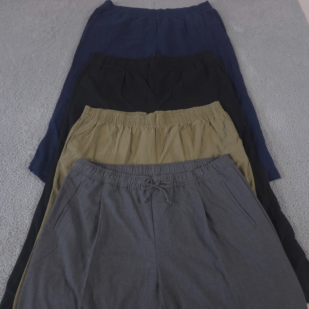 LOT OF 4 Old Navy Pants Womens‎ 2X Wide Leg High Rise Billie Elastic Waist Linen